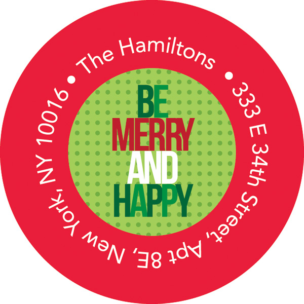 Be Merry And Happy Christmas Address Labels
