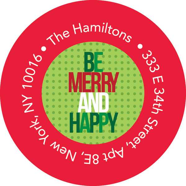 Be Merry And Happy Christmas Address Labels