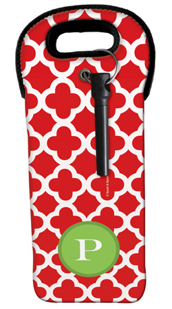 Elegance in Red Quatrefoil Wine Tote