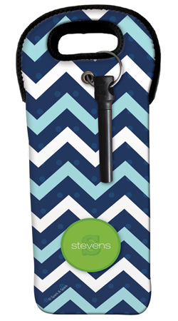 Mod Blue Chevrons Wine Tote