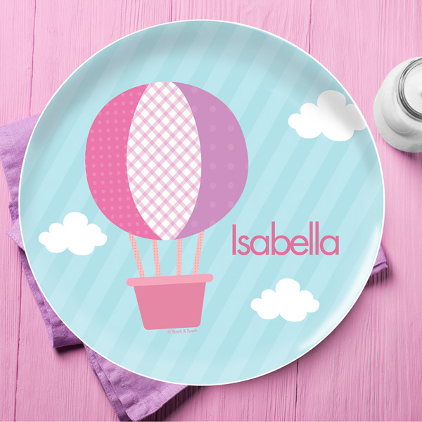 Pink Hot Air Balloon Kids Plates