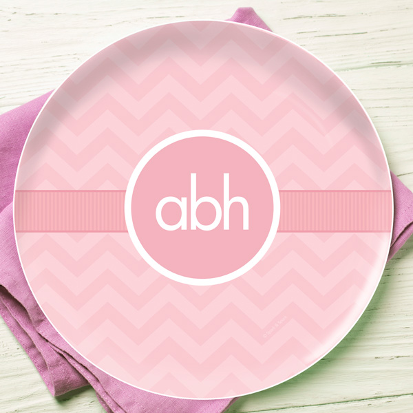 Initials On Chevron Kids Plates