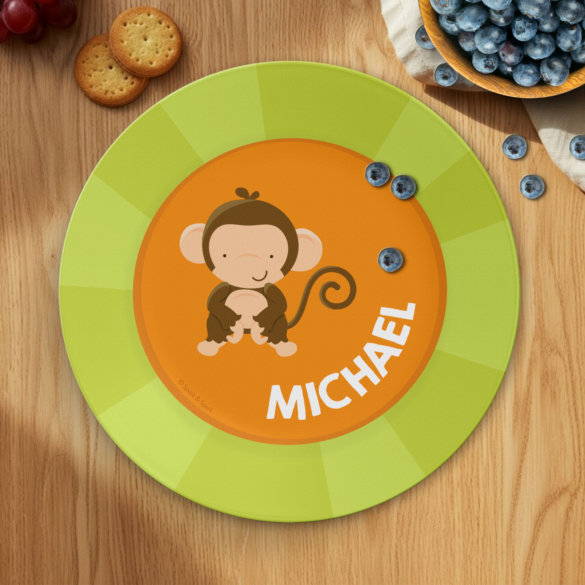 Cute Baby Monkey Kids Plate