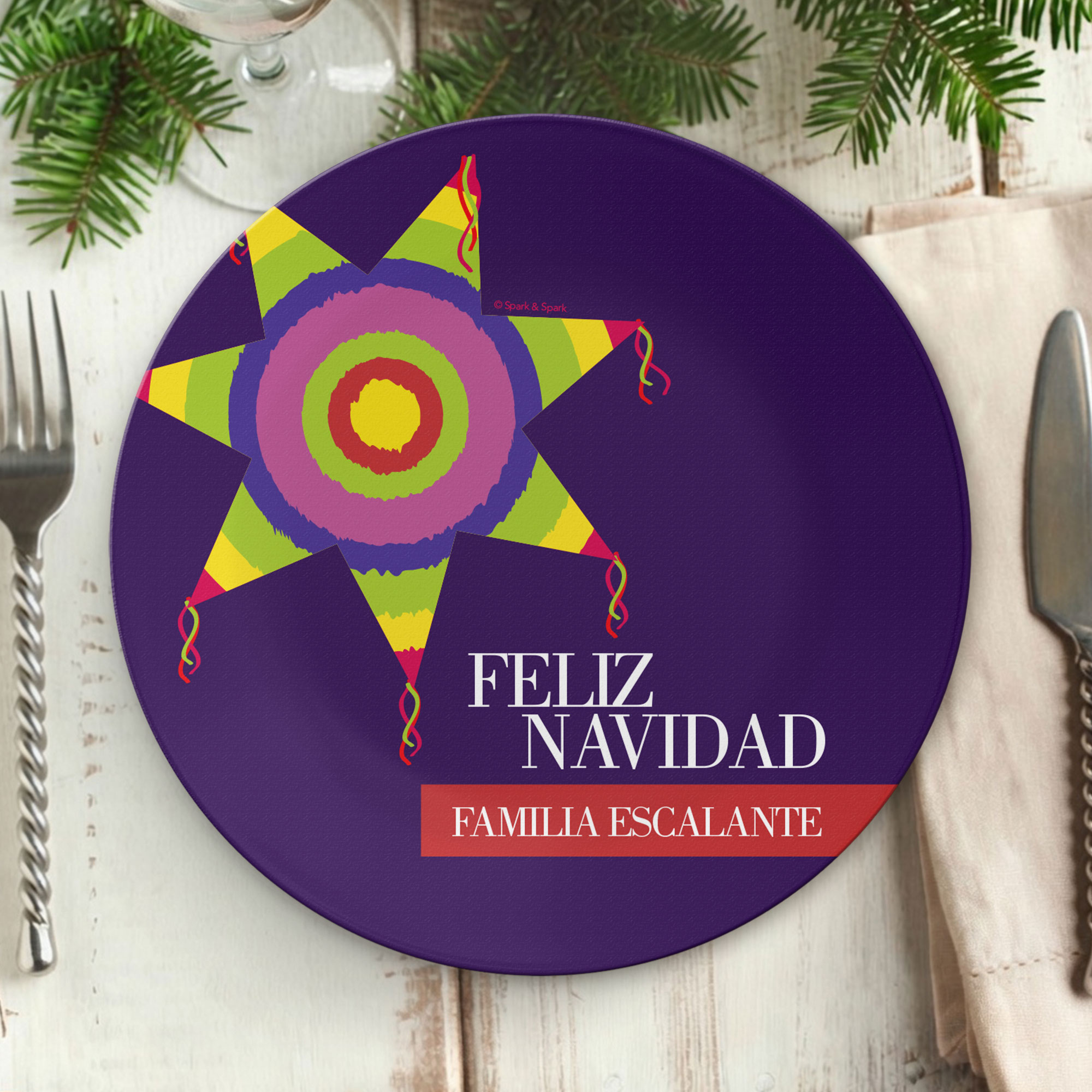 A Colorful Pinata Personalized Christmas plates