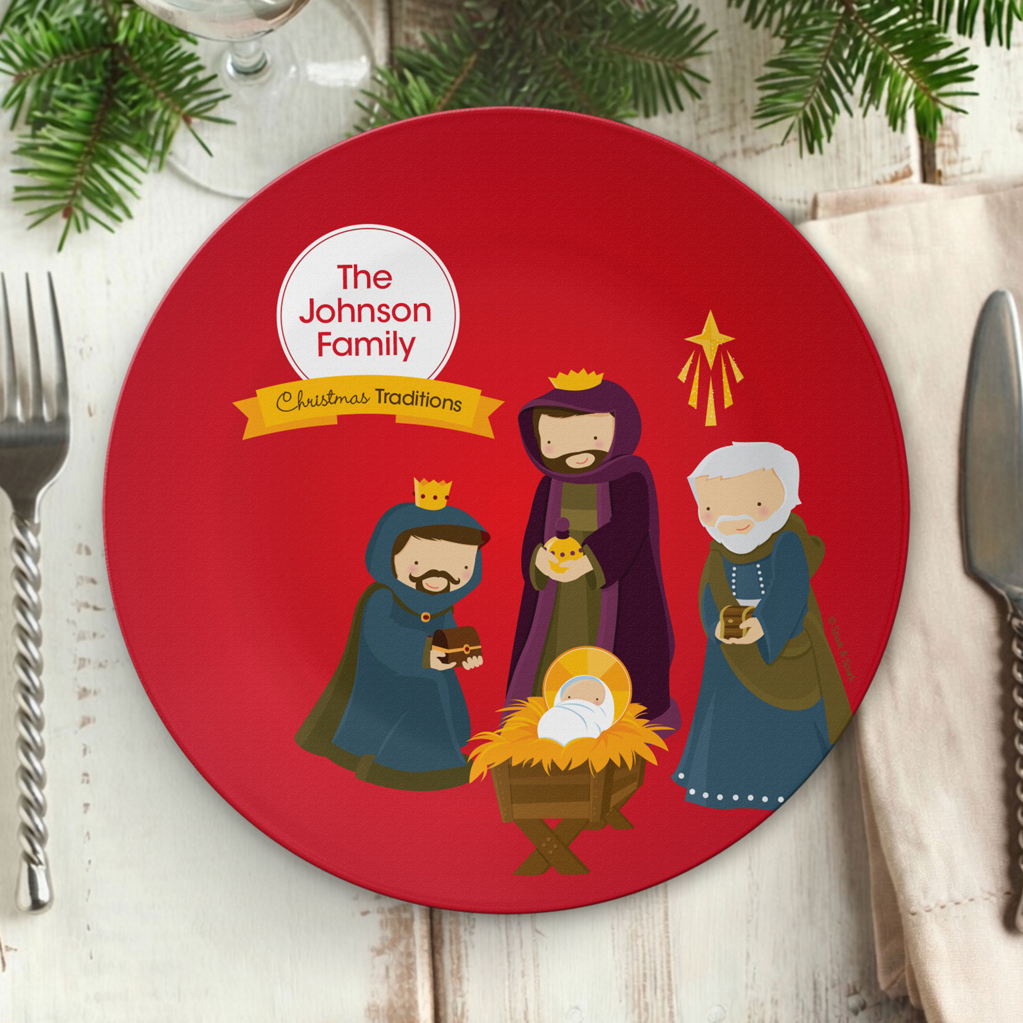 The Three Kings Tradition Personalized Christmas plate
