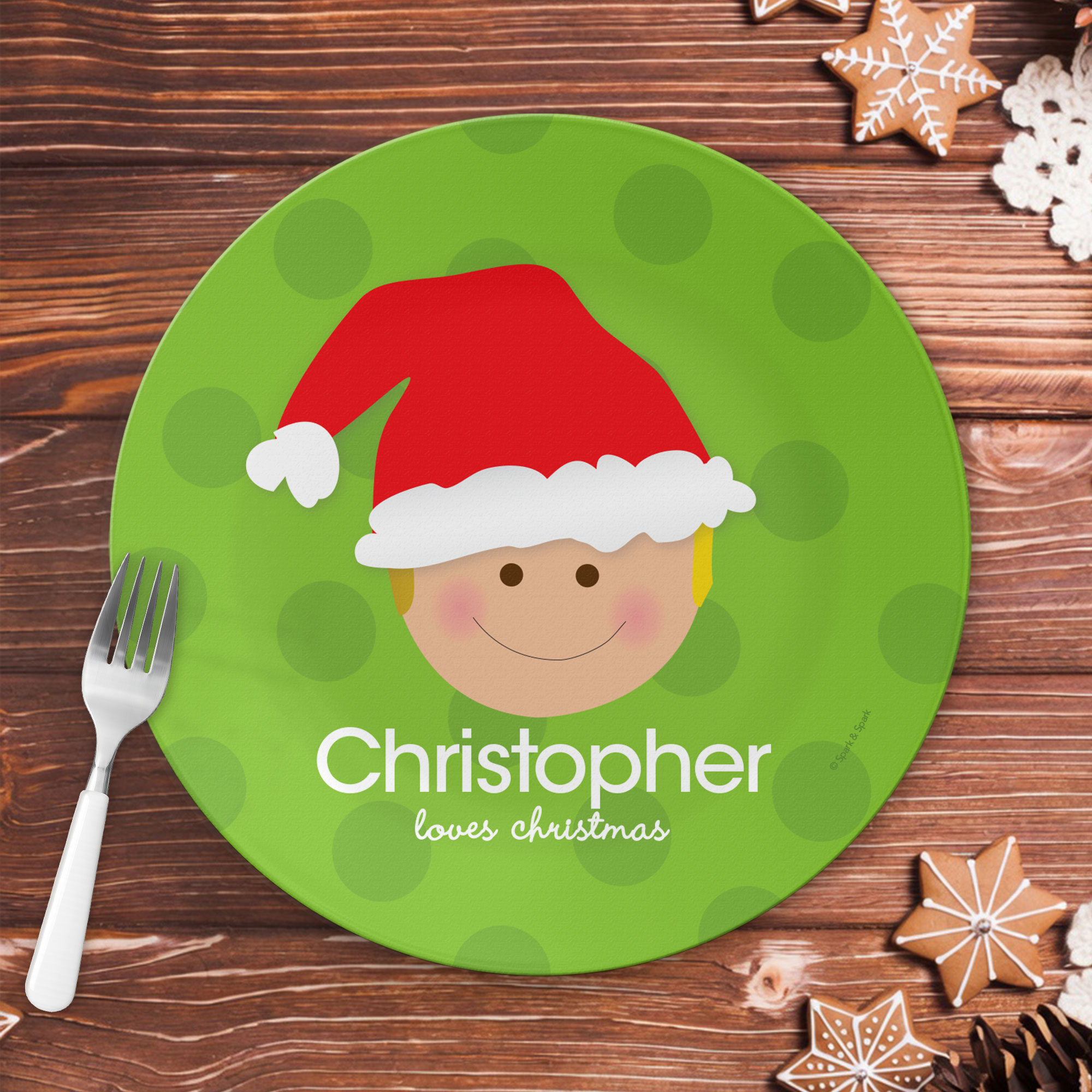 Santa's Hat Boy Kids Plate