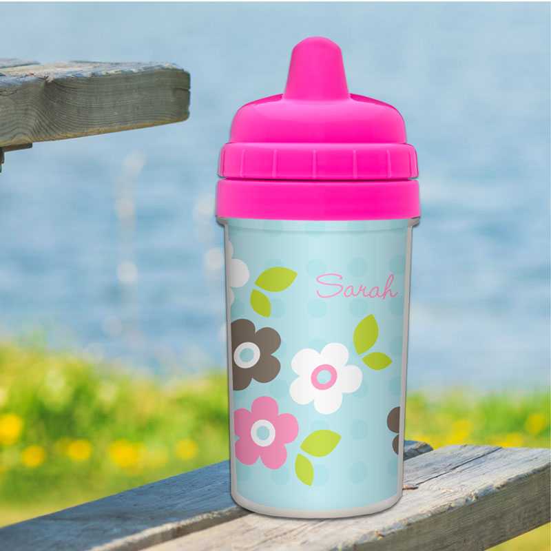 Preppy Flowers Blue Sippy Cup