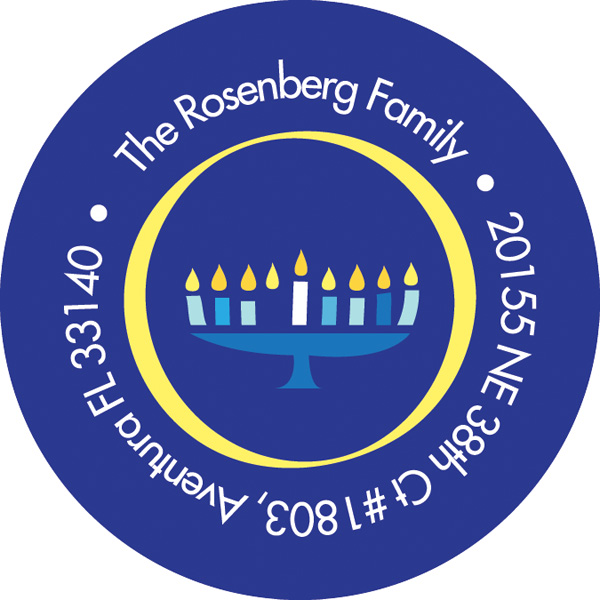Hanukkah Menorah Address Label