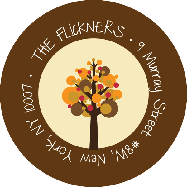 Three Fall Modern Trees Address Labels