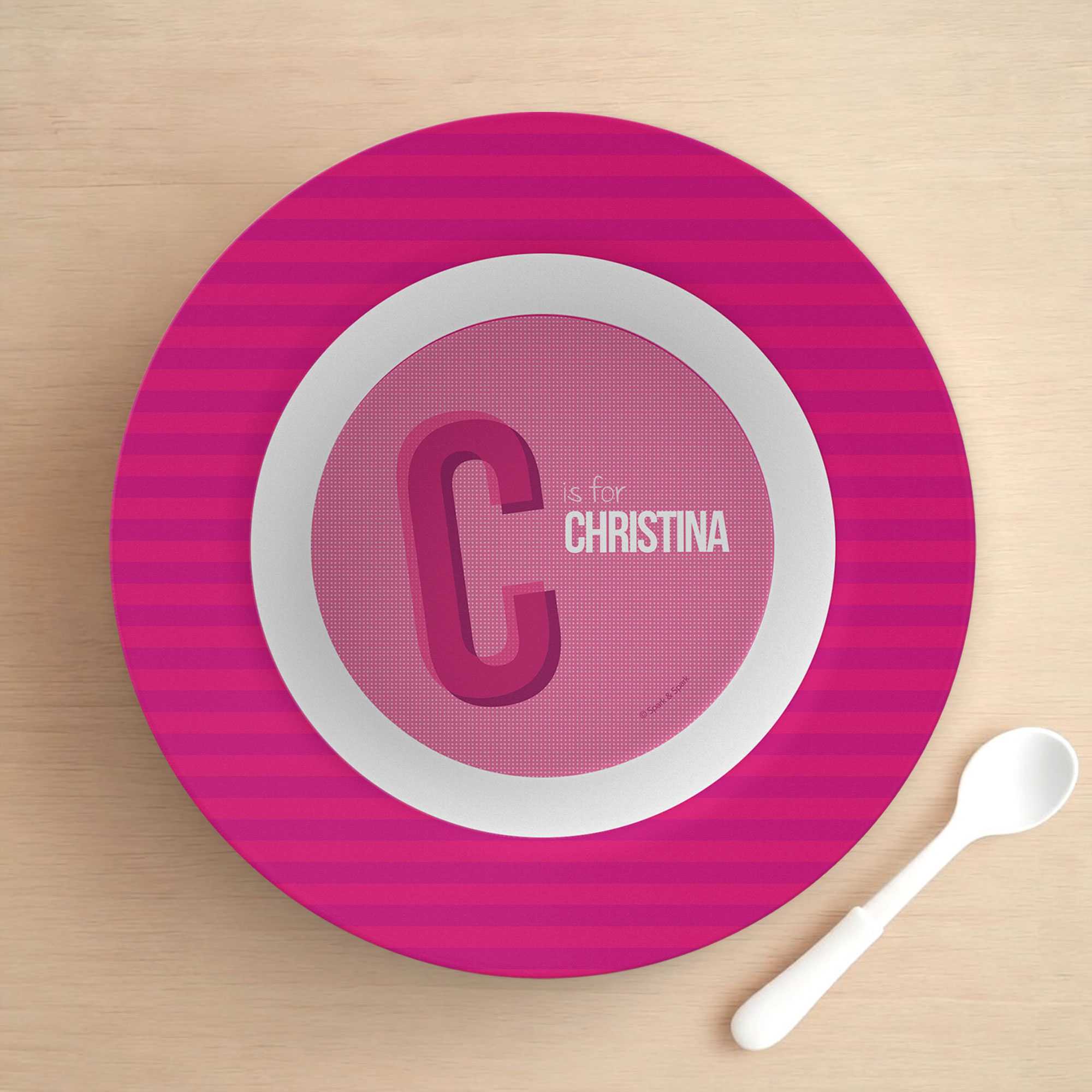 Double Initial Pink Kids Bowl