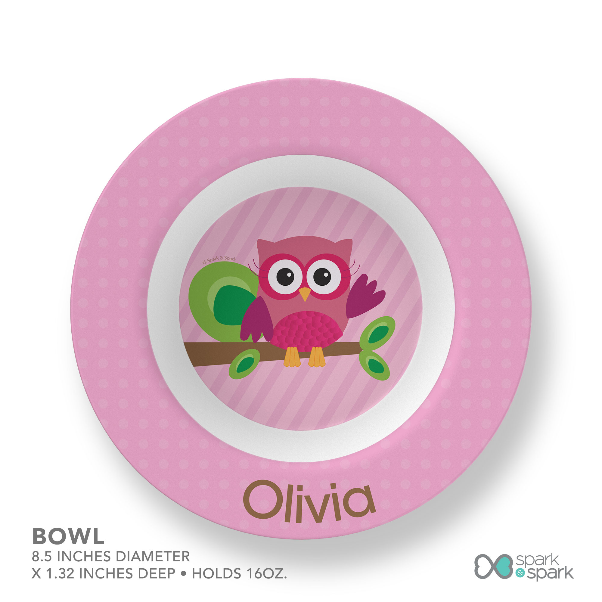 Pink Owl Be Yours Kids Bowl