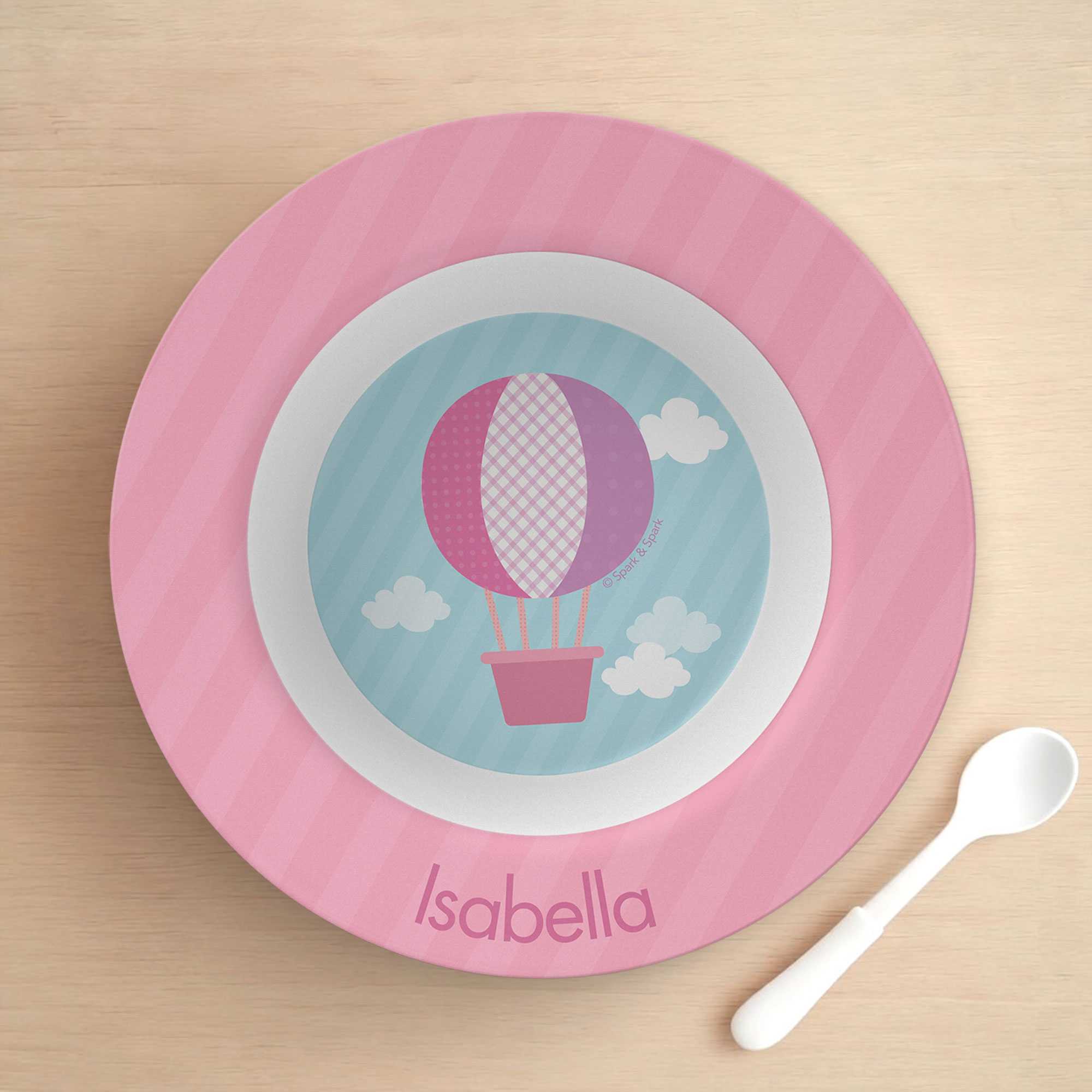 Pink Hot Air Balloon Kids Bowl