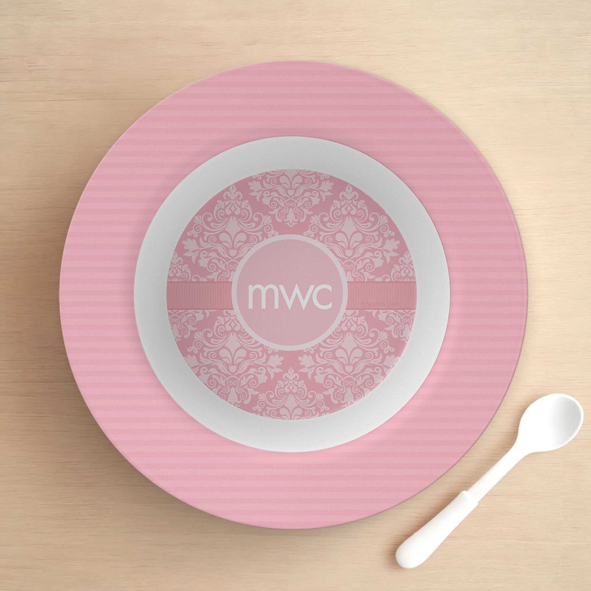 Pink Sweet Damask Kids Bowl