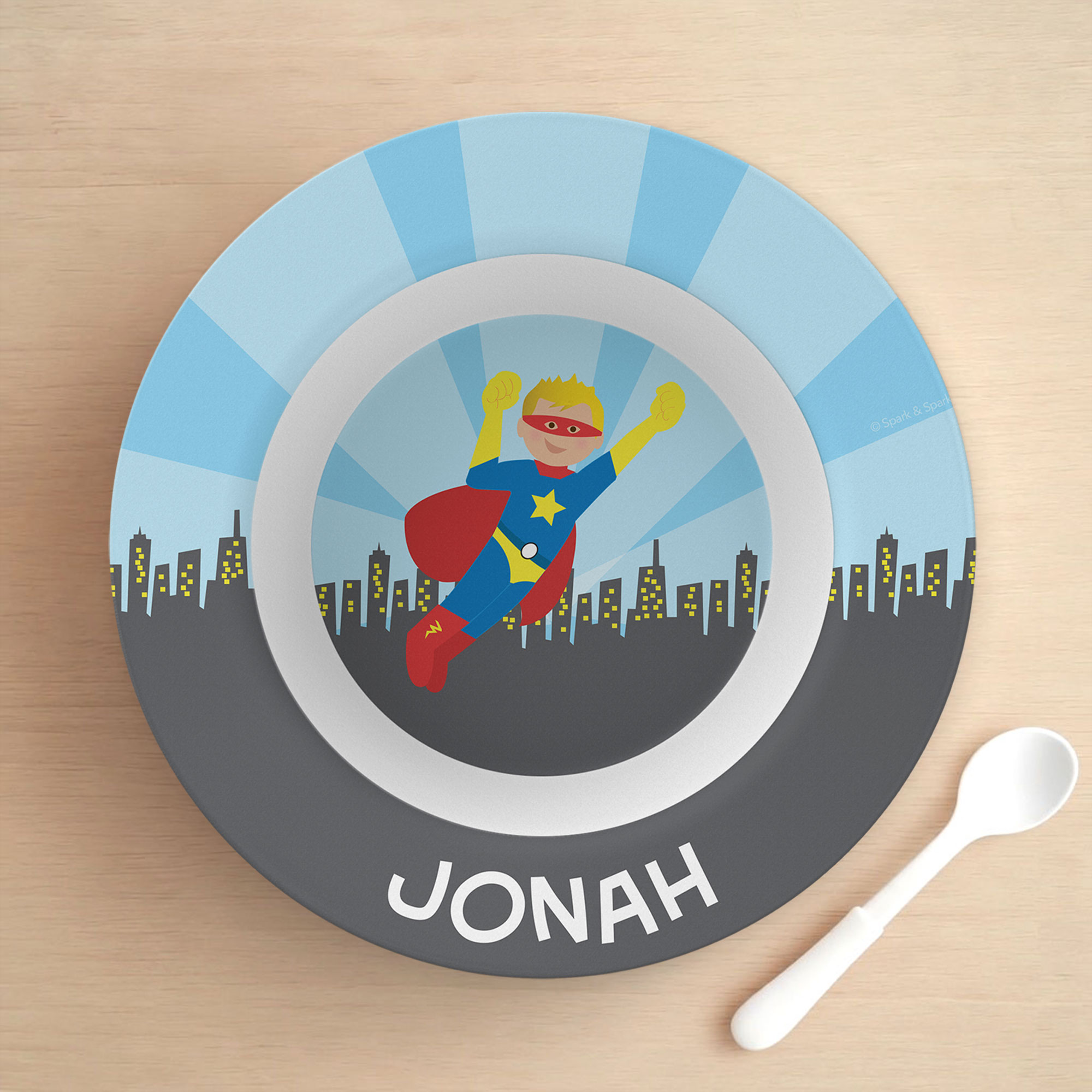 Cool Superhero Personalized Boys Bowl