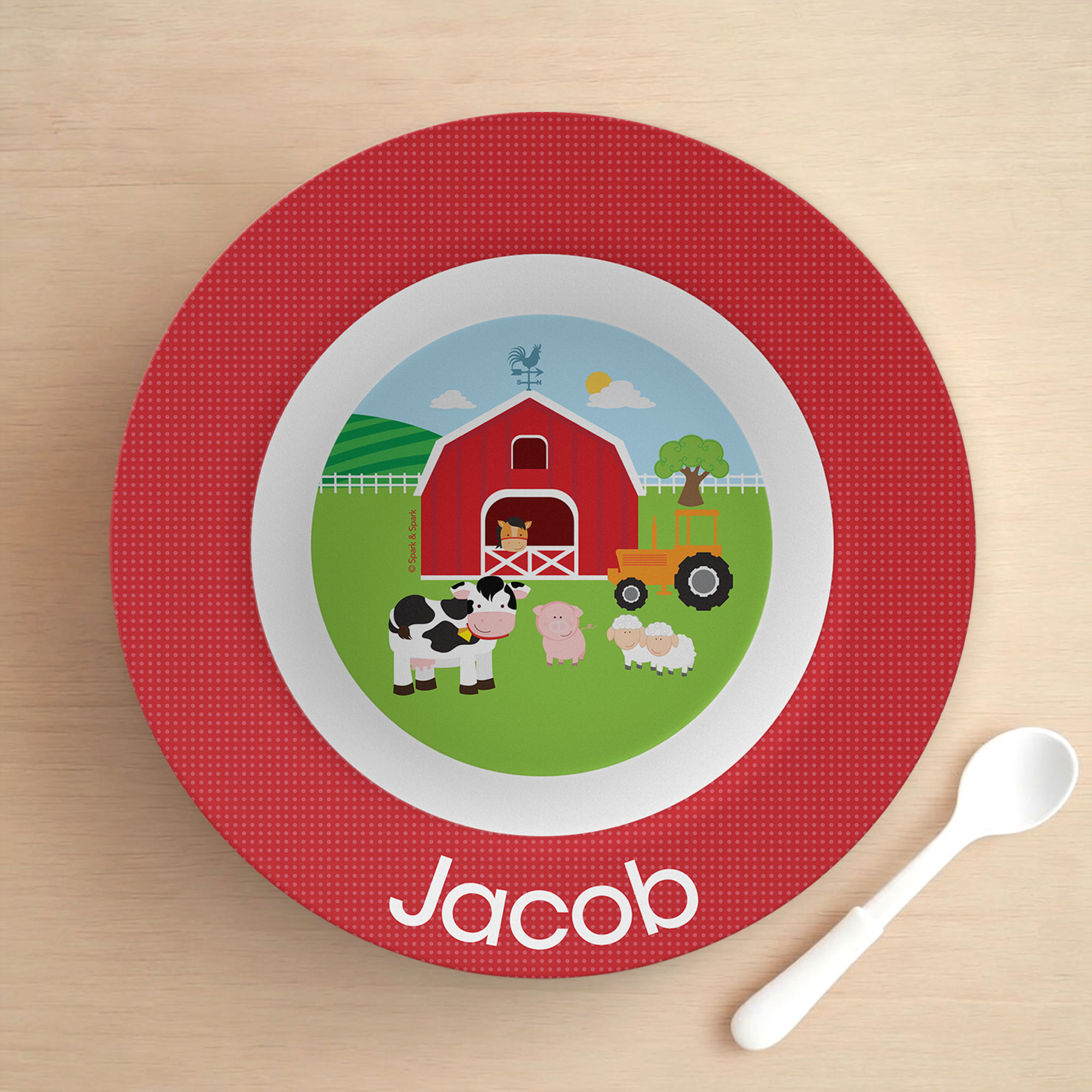 A Day In The Farm Personalized Boys Bowl