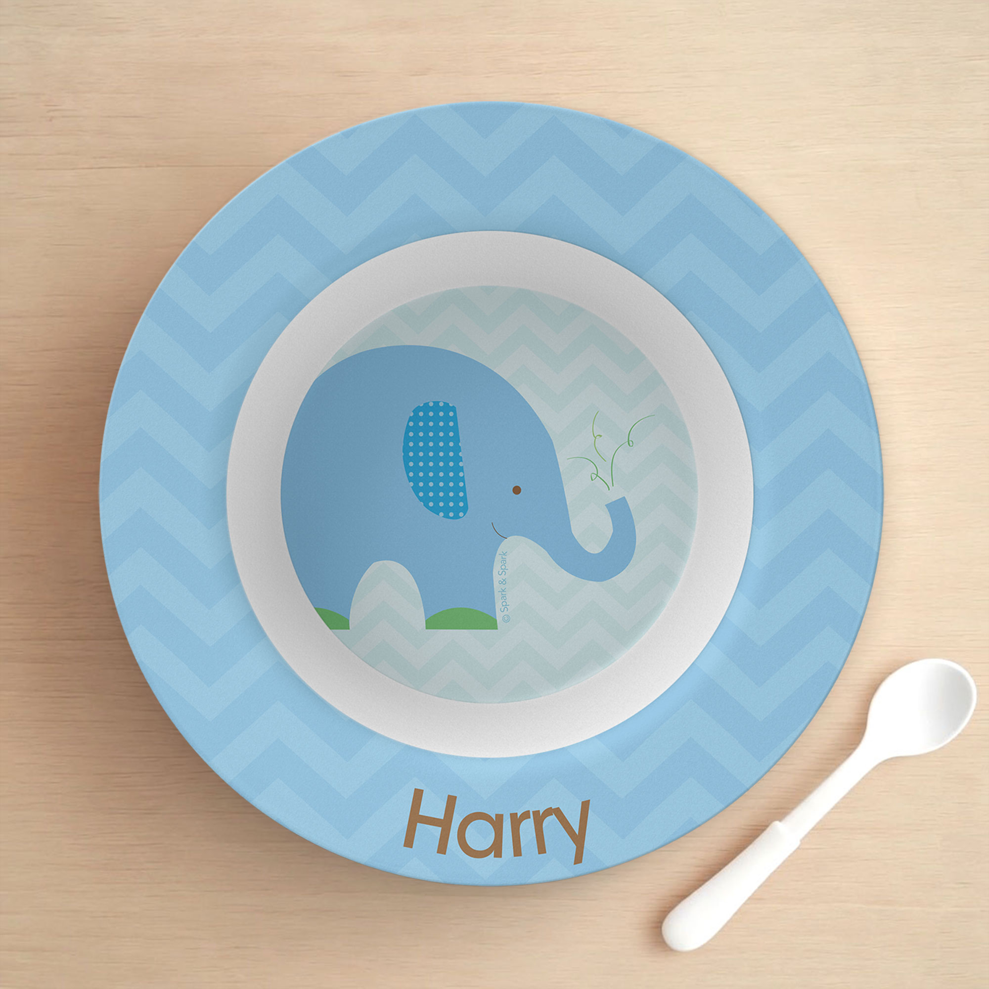 Blue Baby Elephant Kids Bowl