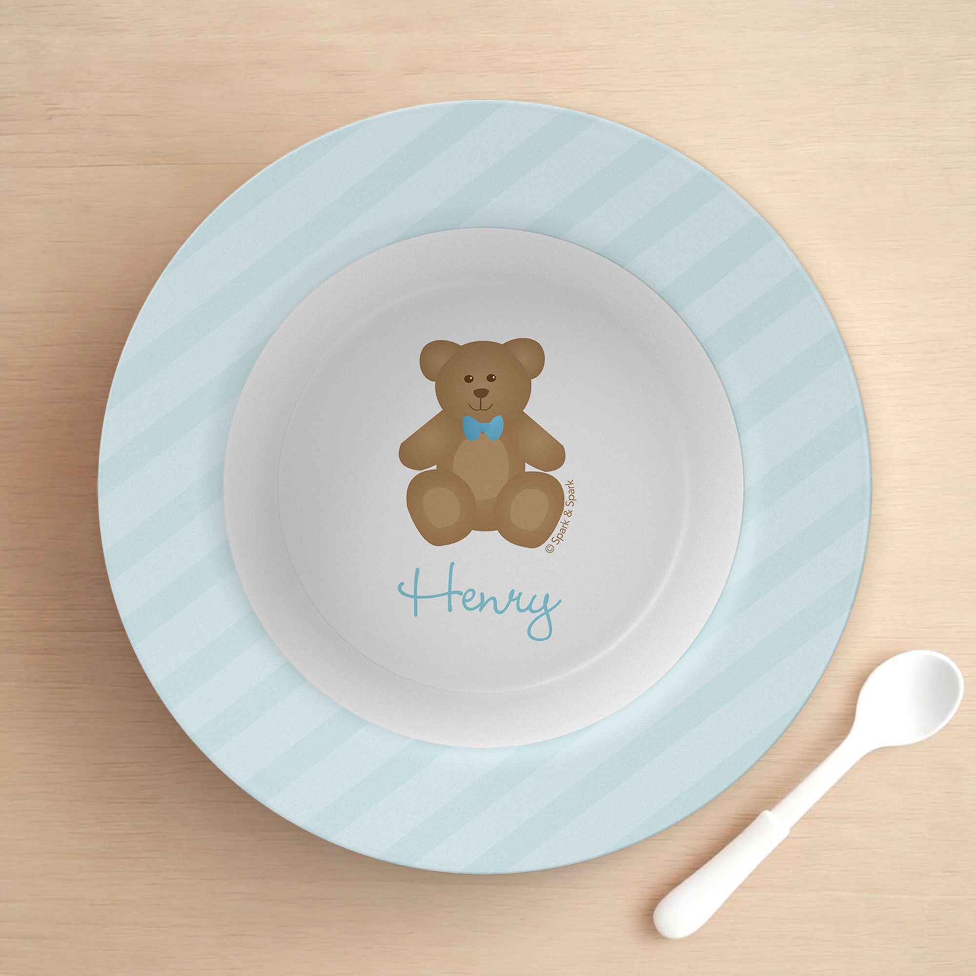 Cute Blue Teddy Bear Kids Bowl