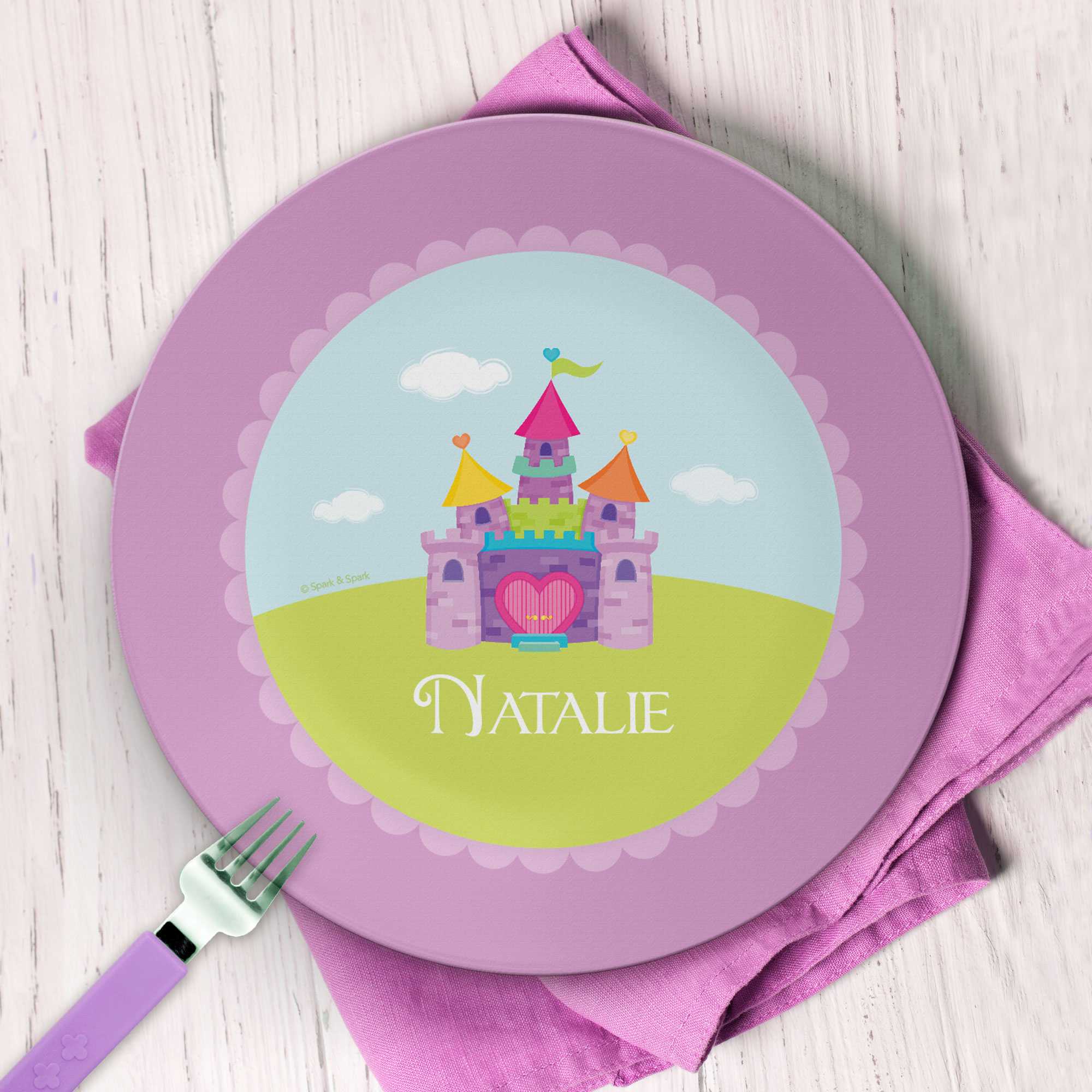 Pretty Heart Castle Custom Plate for Girls