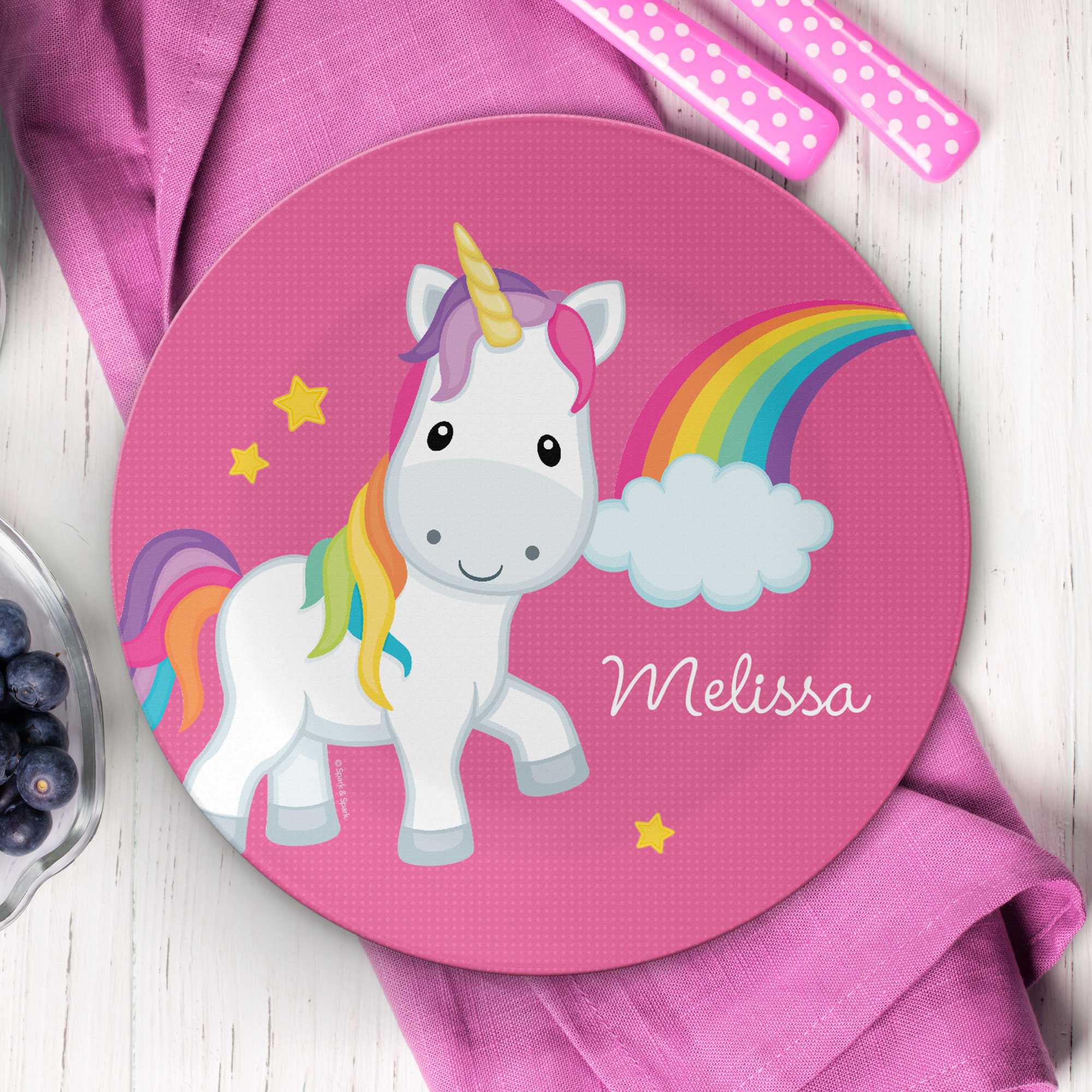 Rainbow Unicorn Custom Plate for Girls