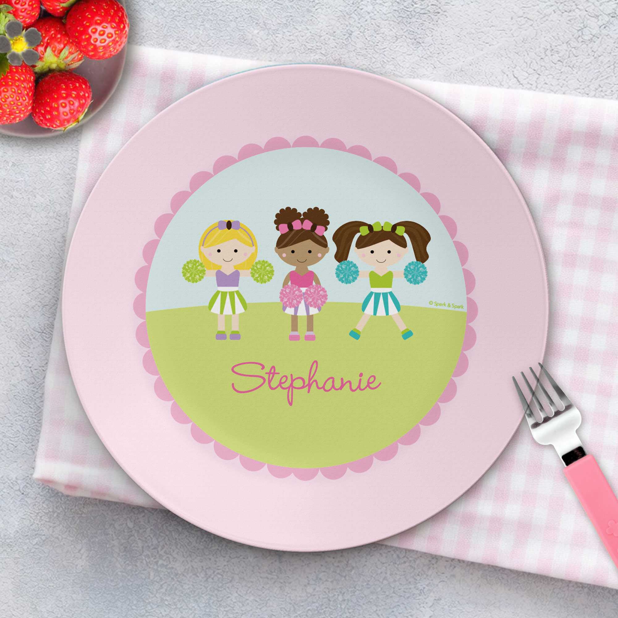 Three Cheerleaders Custom Plate for Girls