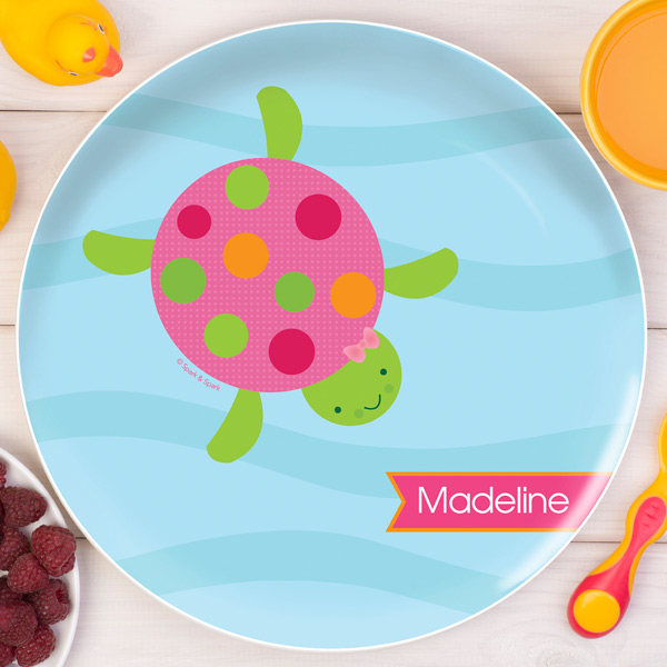 Swimming Pink Turtle Kids Plates