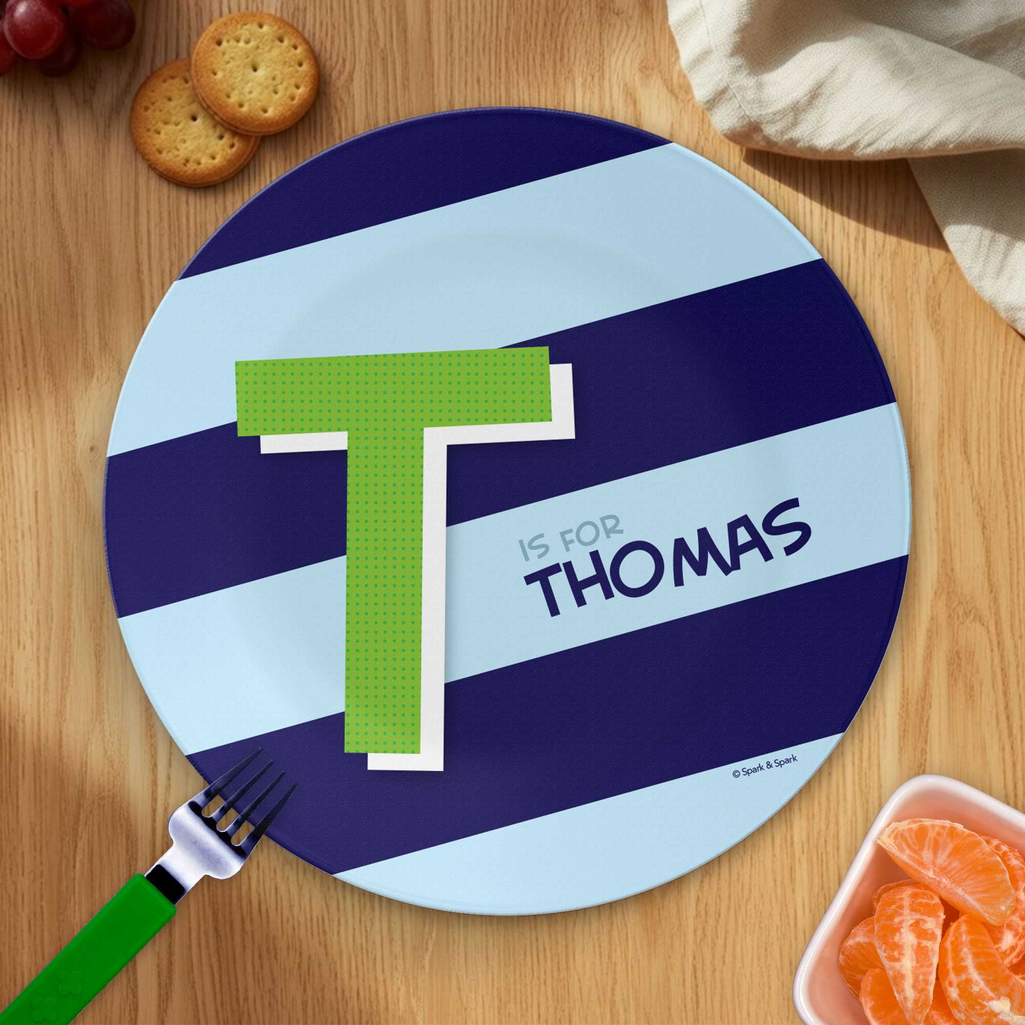 Brilliant Initial Blue Kids Plate