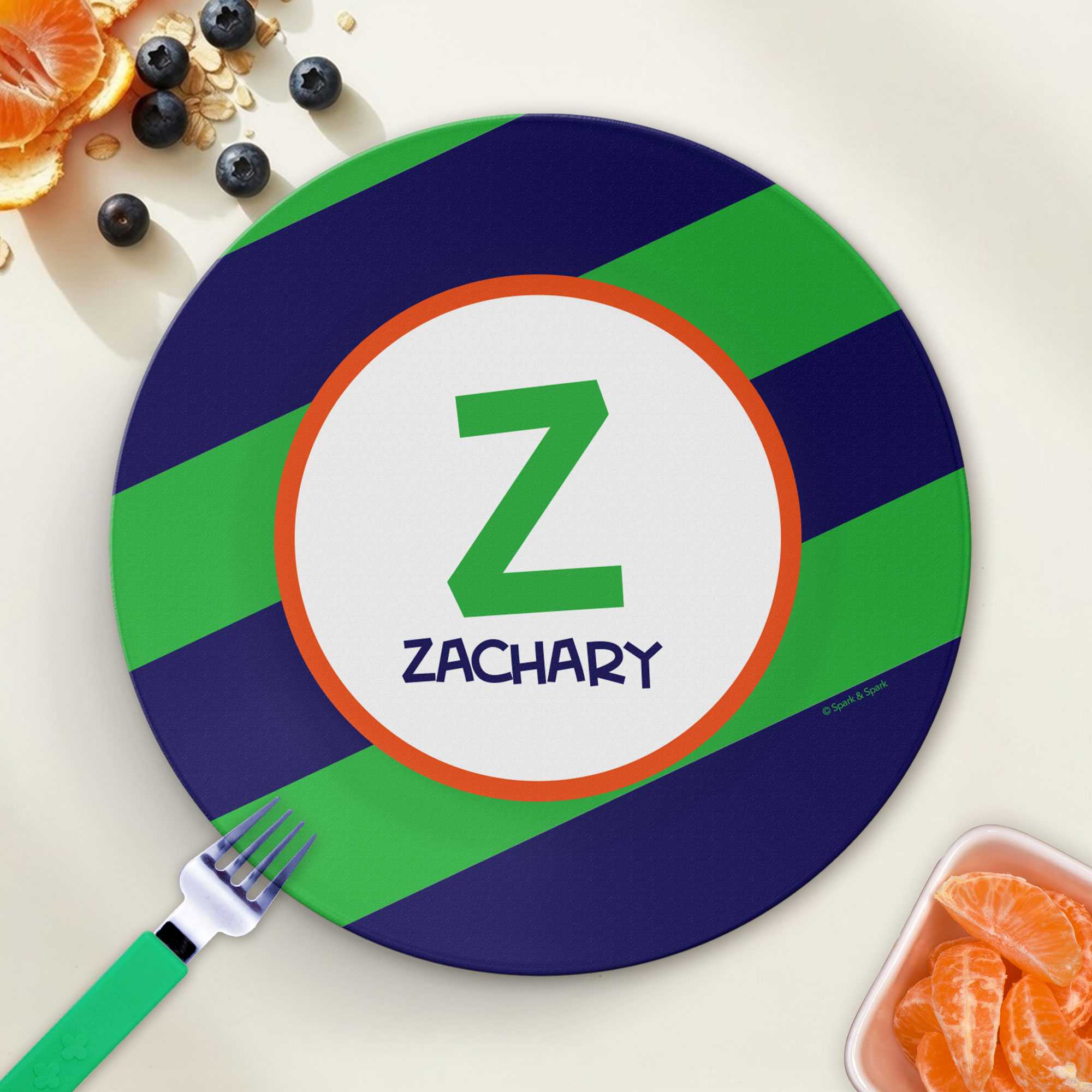 Fun Initials Green Kids Plate