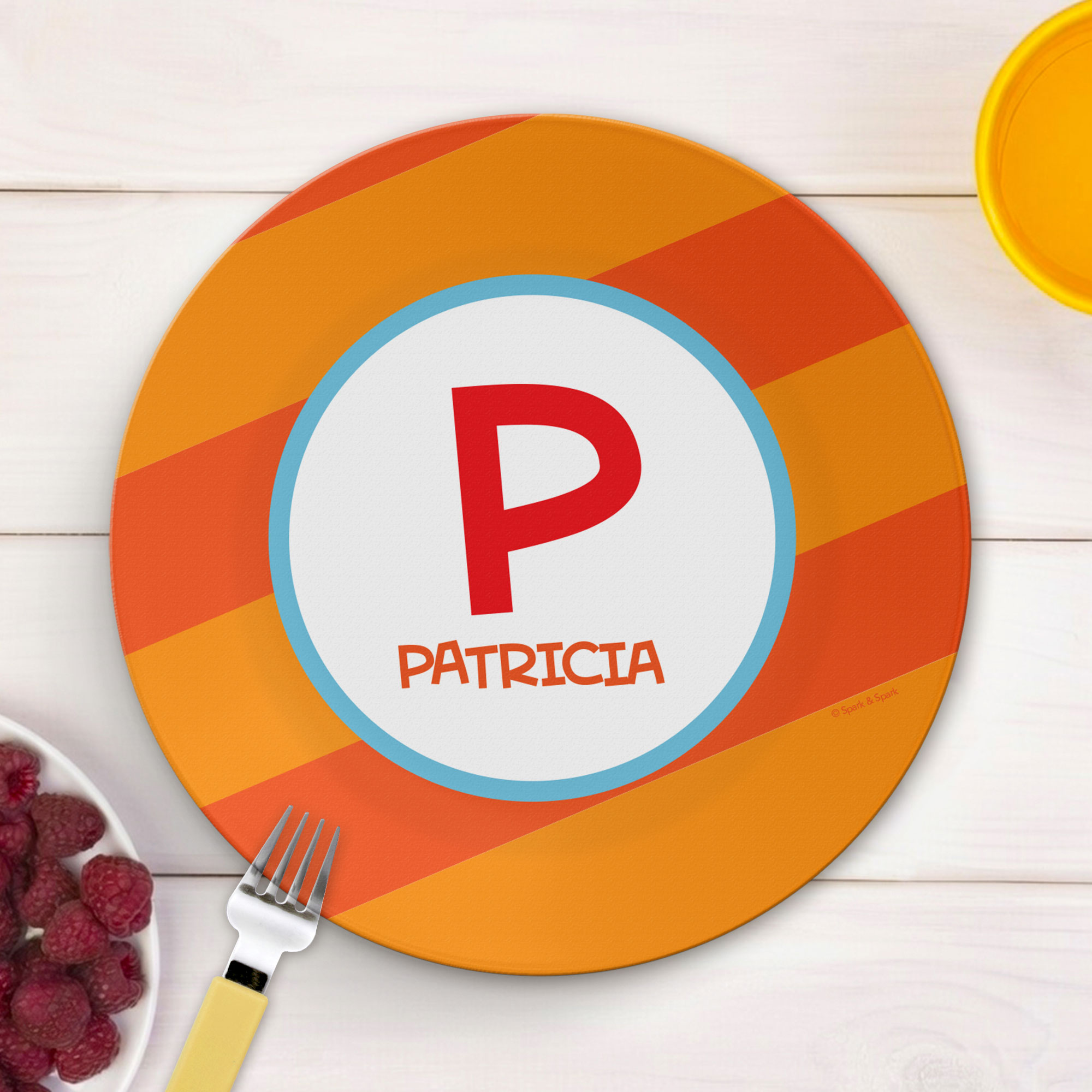 Fun Initials Orange Kids Plate