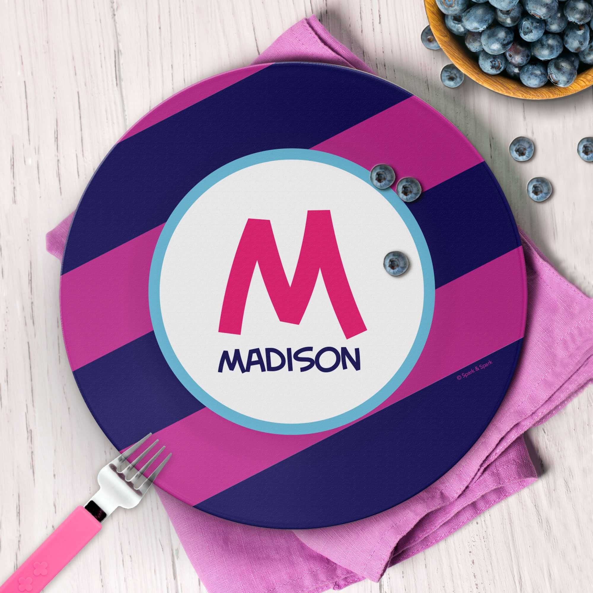Fun Initials Magenta Kids Plate