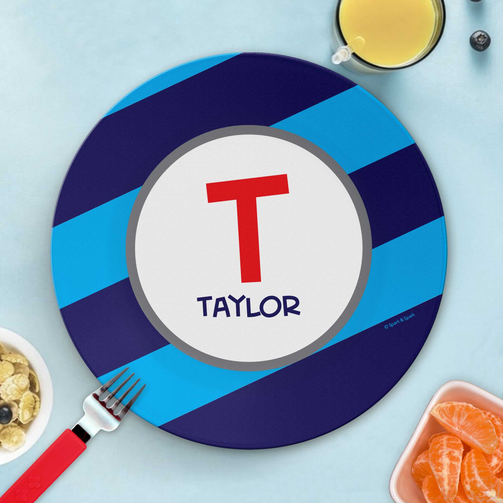 Fun Initials Blue Kids Plate