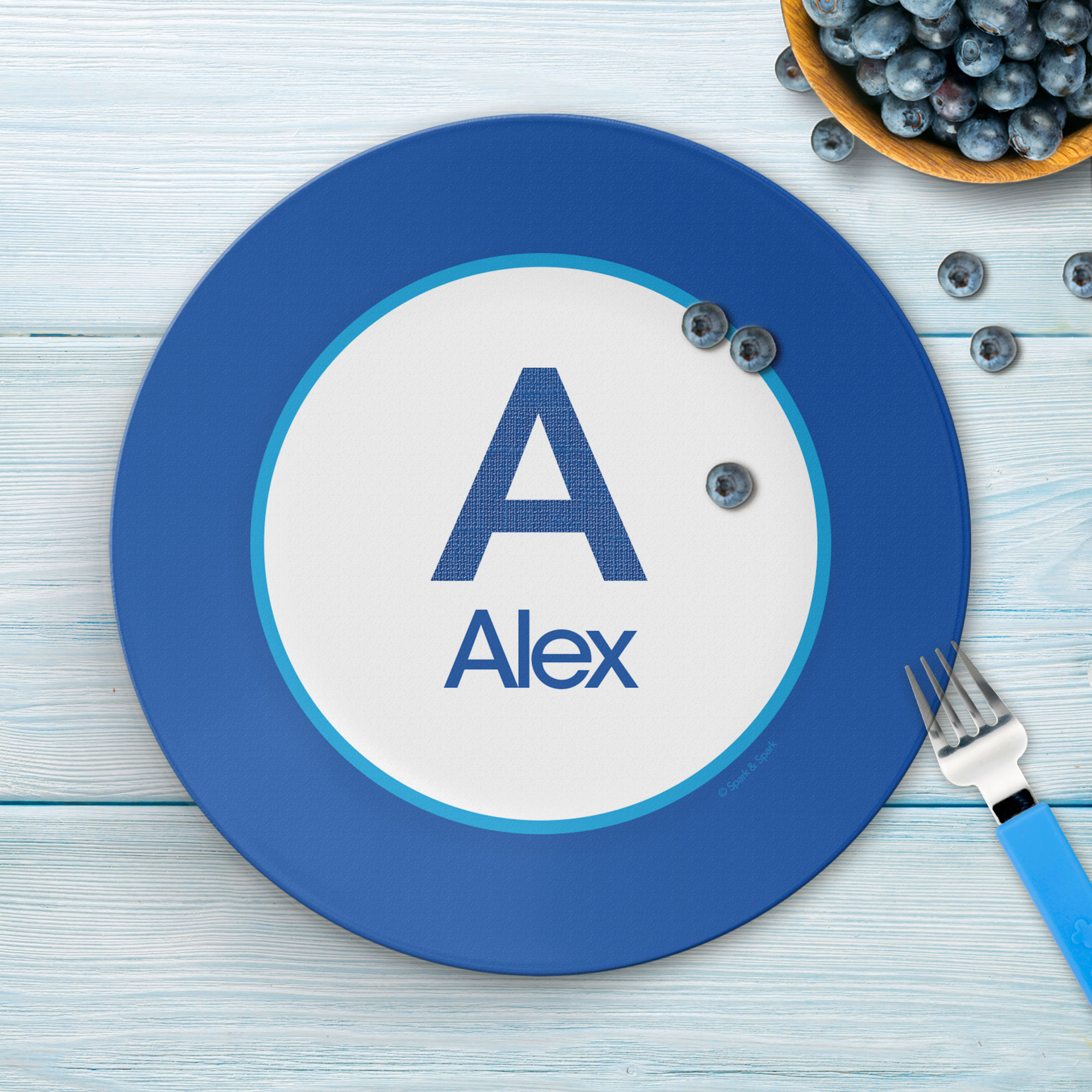 A Linen Blue Letter Kids Plate