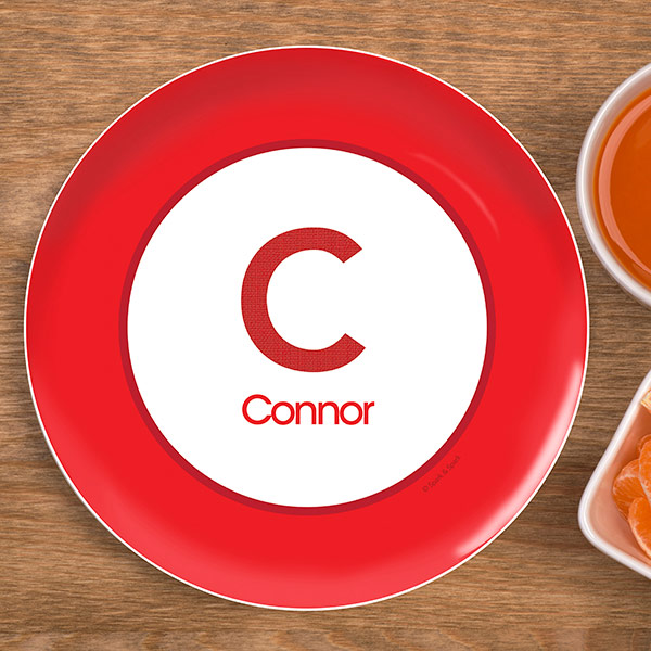 A Linen Red Letter Kids Plate