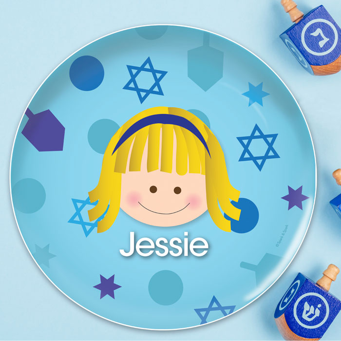 Hanukkah Joy Girl Kids Plate