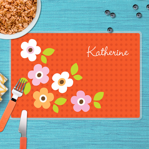 Preppy Flowers Orange Kids Placemat