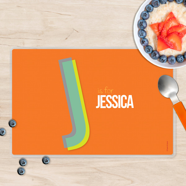 Double Initial Orange Kids Placemat