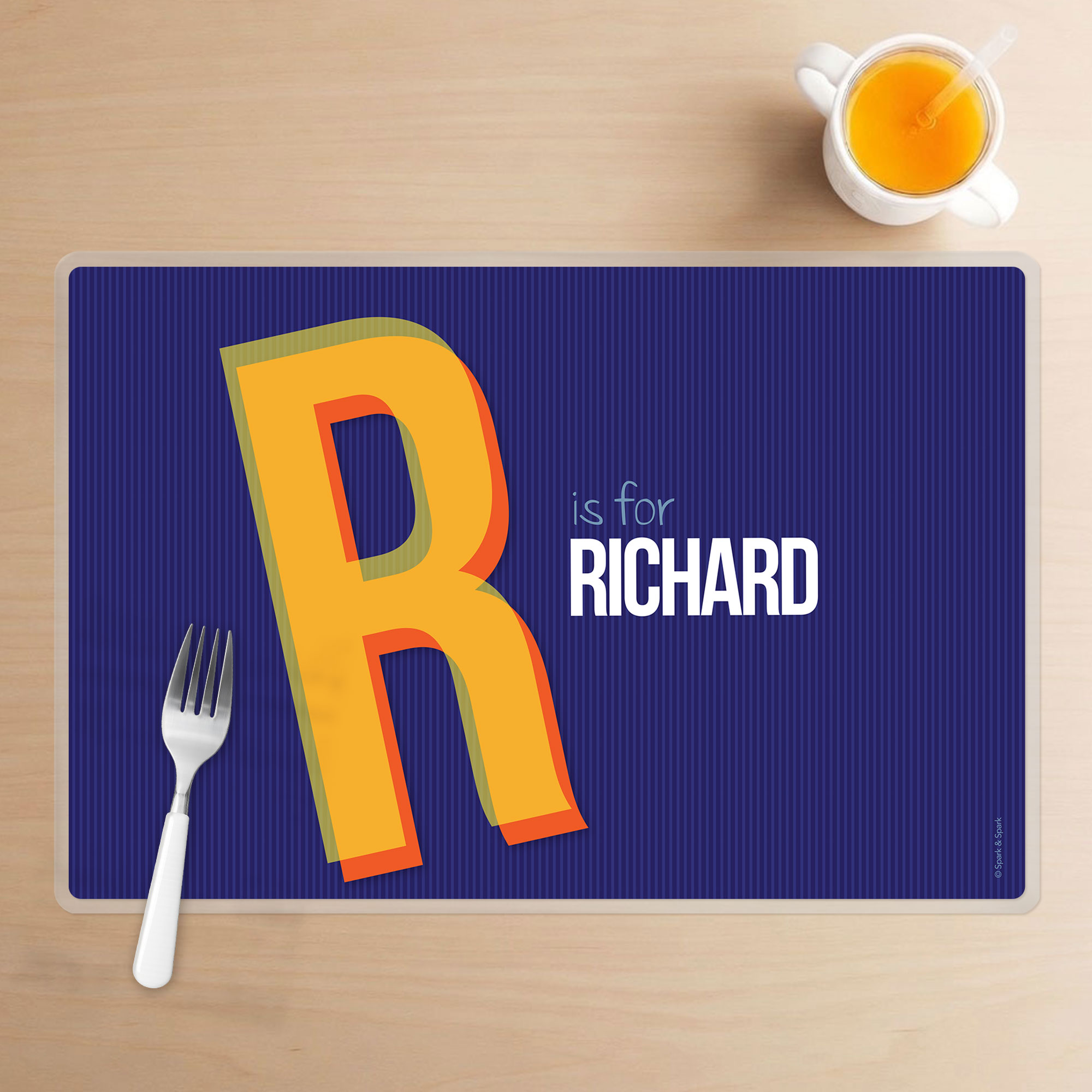 Double Initial Blue Kids Placemat