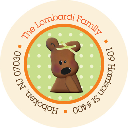 Cuddly Bear Orange Baby Return Address Labels