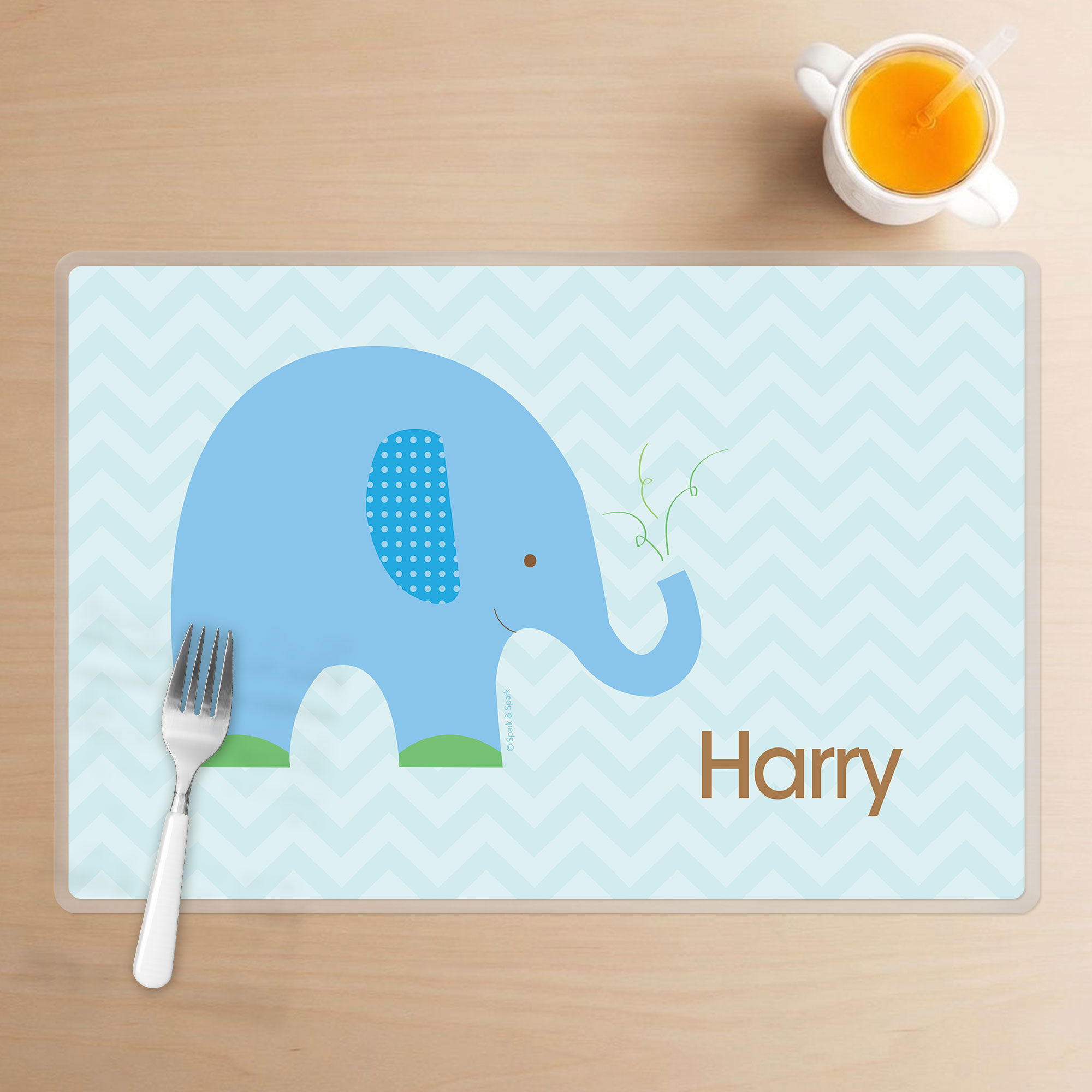 Blue Baby Elephant Kids Placemats