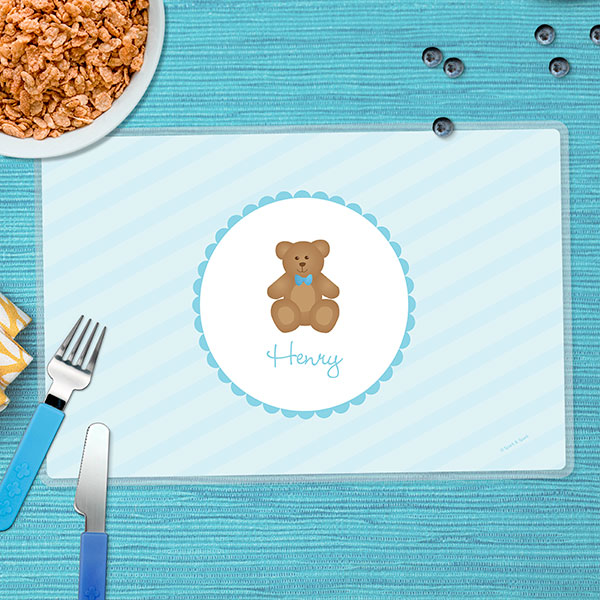 Cute Blue Teddy Bear Kids Placemats