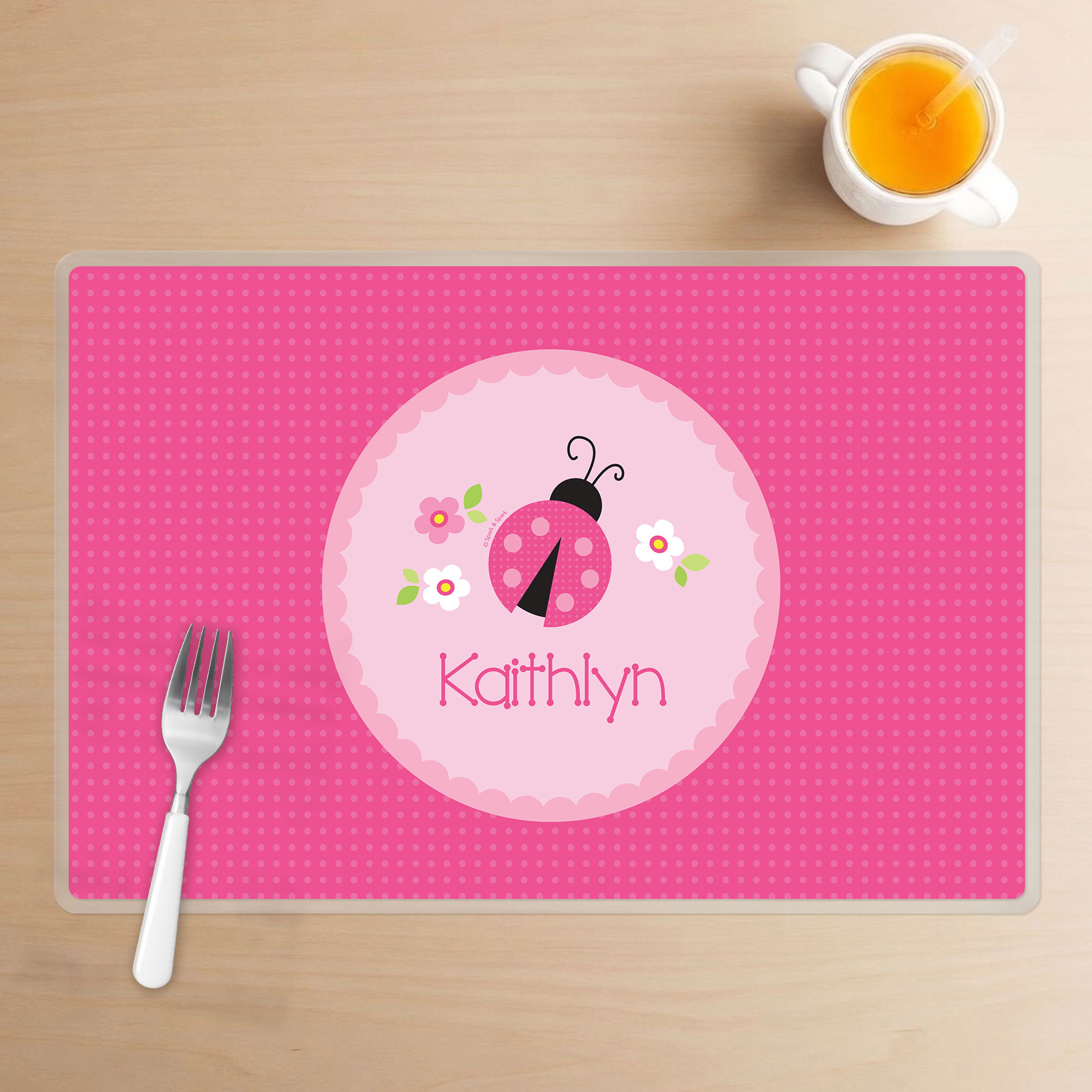 Sweet Pink Lady Bug Kids Placemat