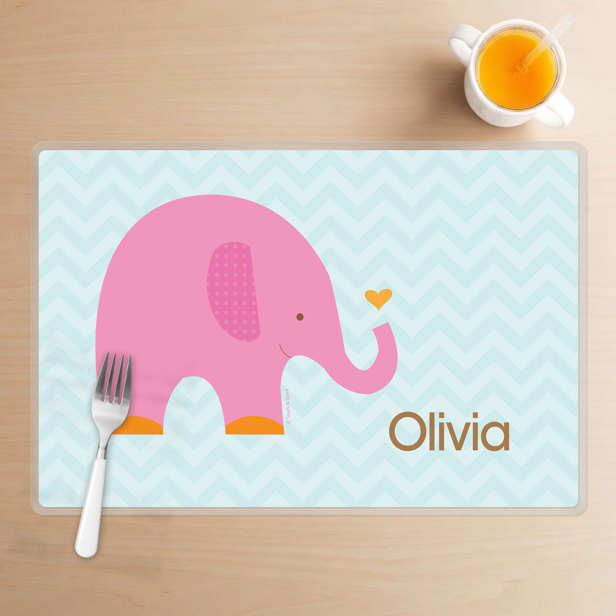 Sweet Pink Elephant Kids Placemat