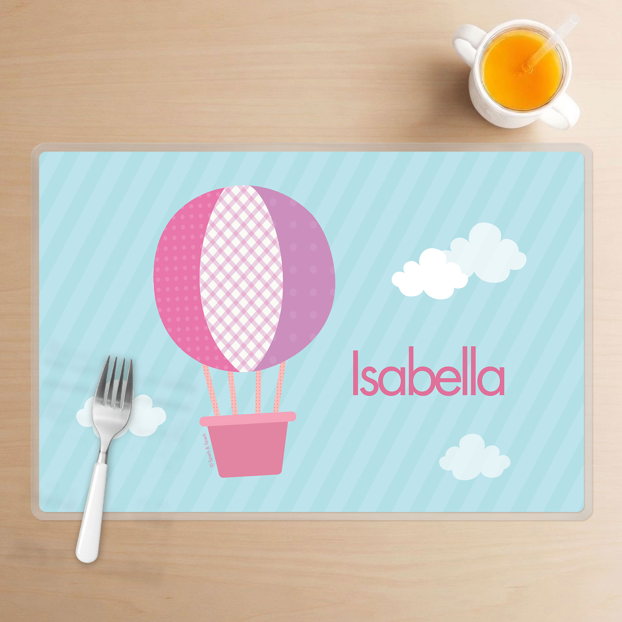 Pink Hot Air Balloon Kids Placemat