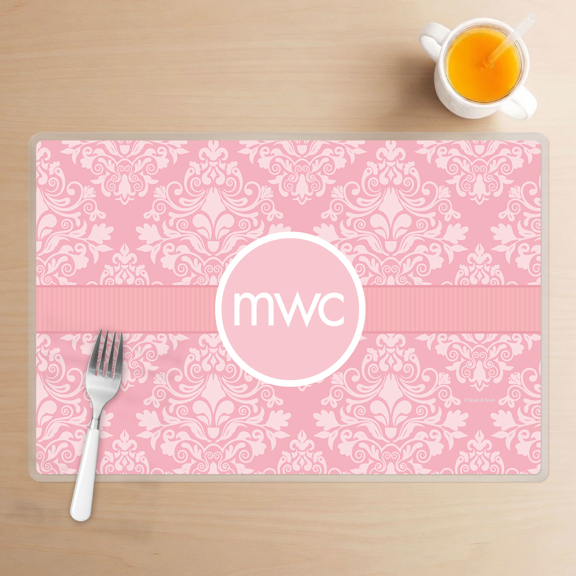 Pink Sweet Damask Kids Placemat