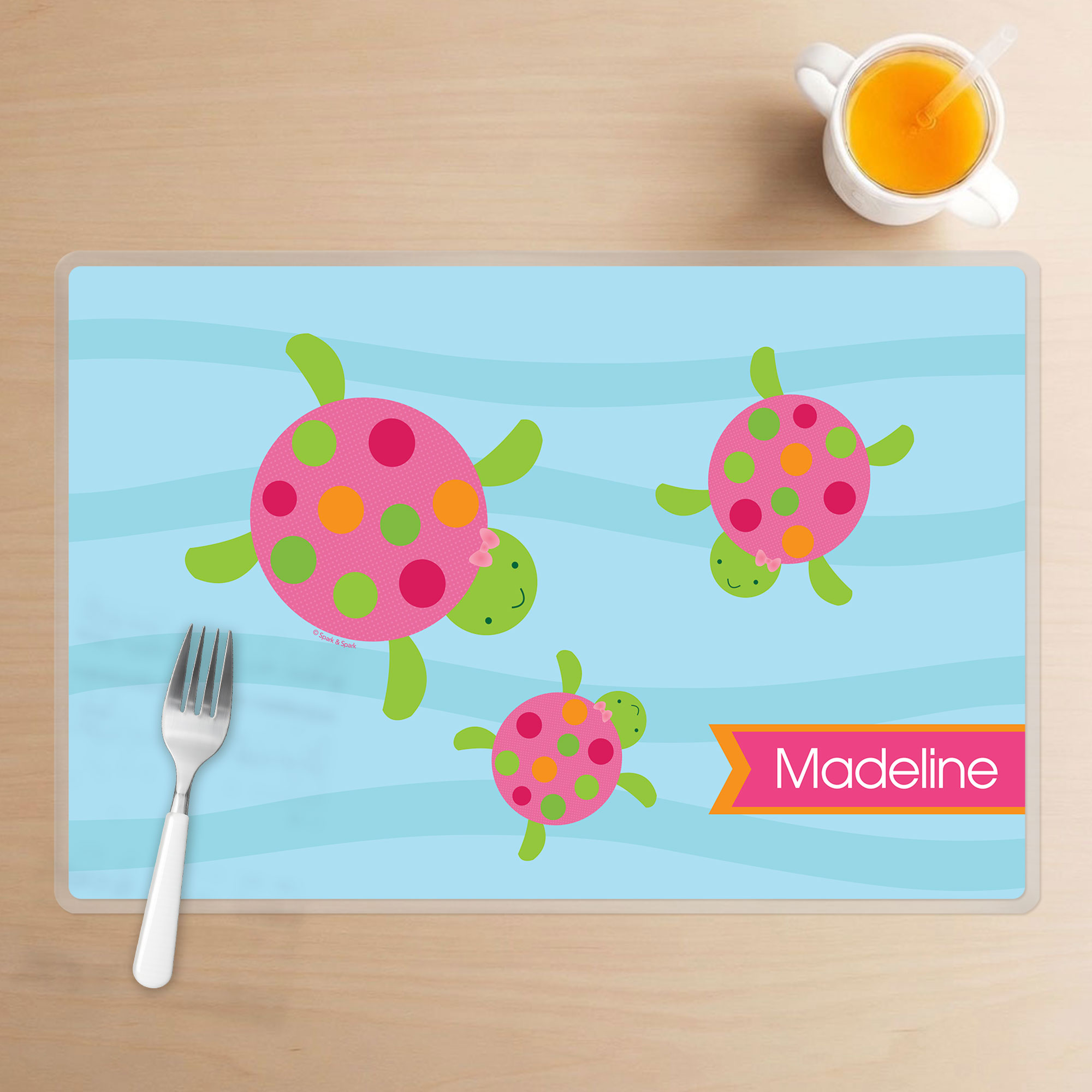 Swimming Pink Turtle Kids Placemat