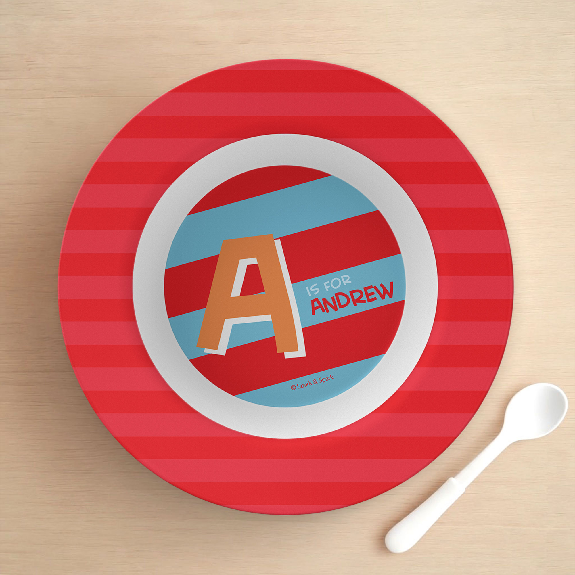 Brilliant Initial Red Kids Bowl