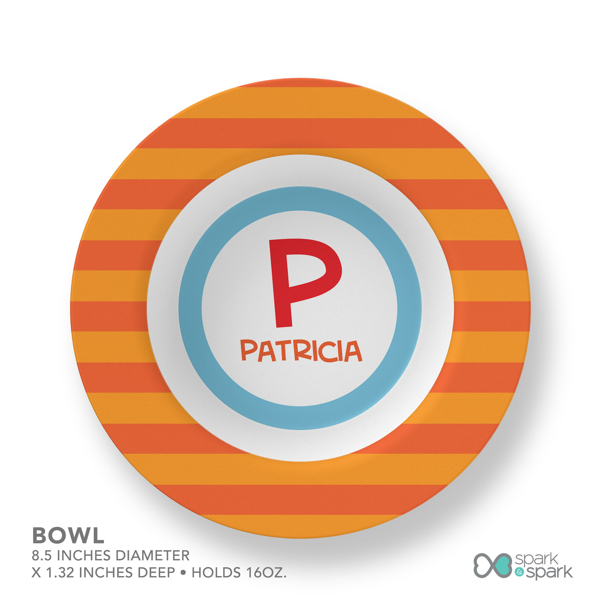 Fun Initials Orange Kids Bowl