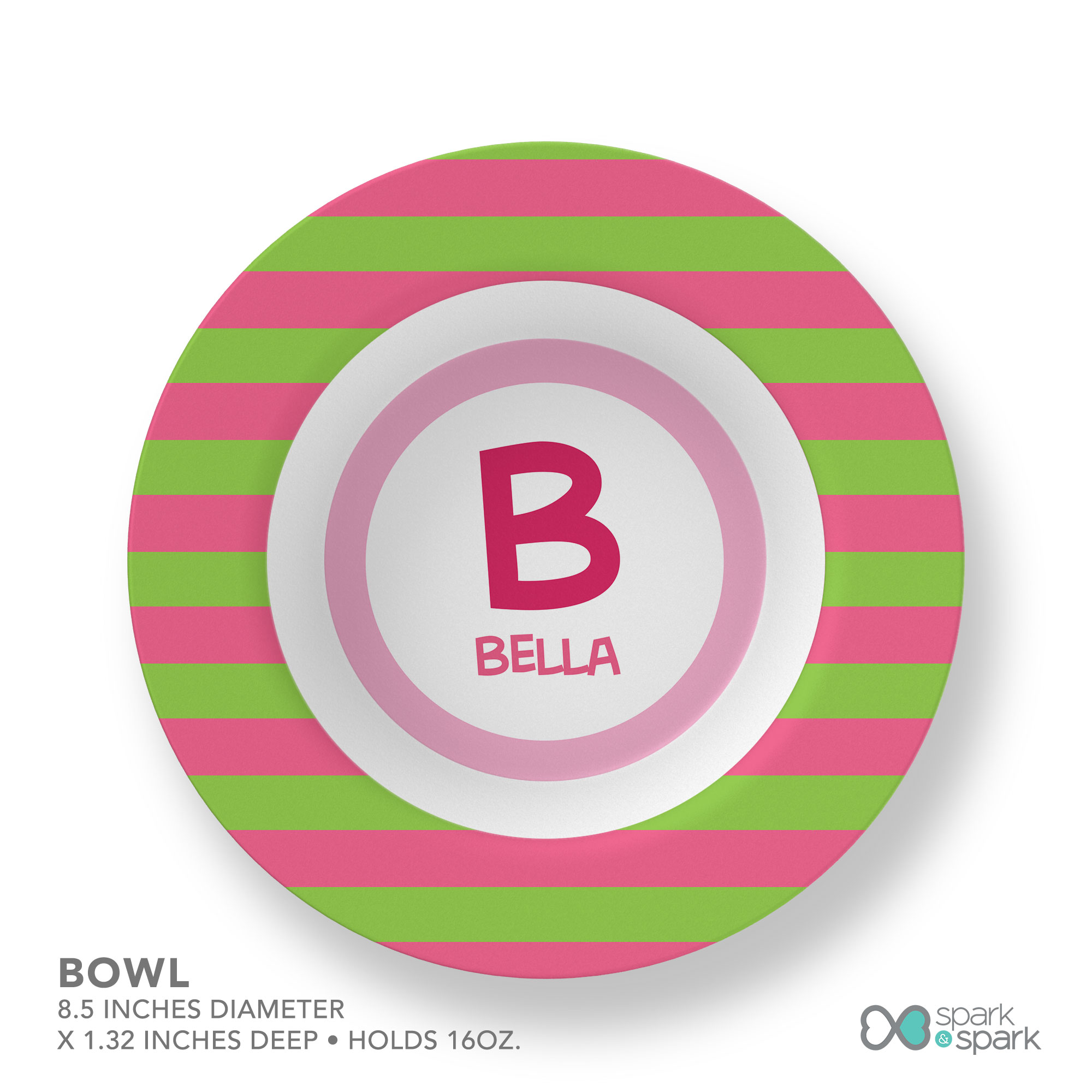 Fun Initials Pink Kids Bowl