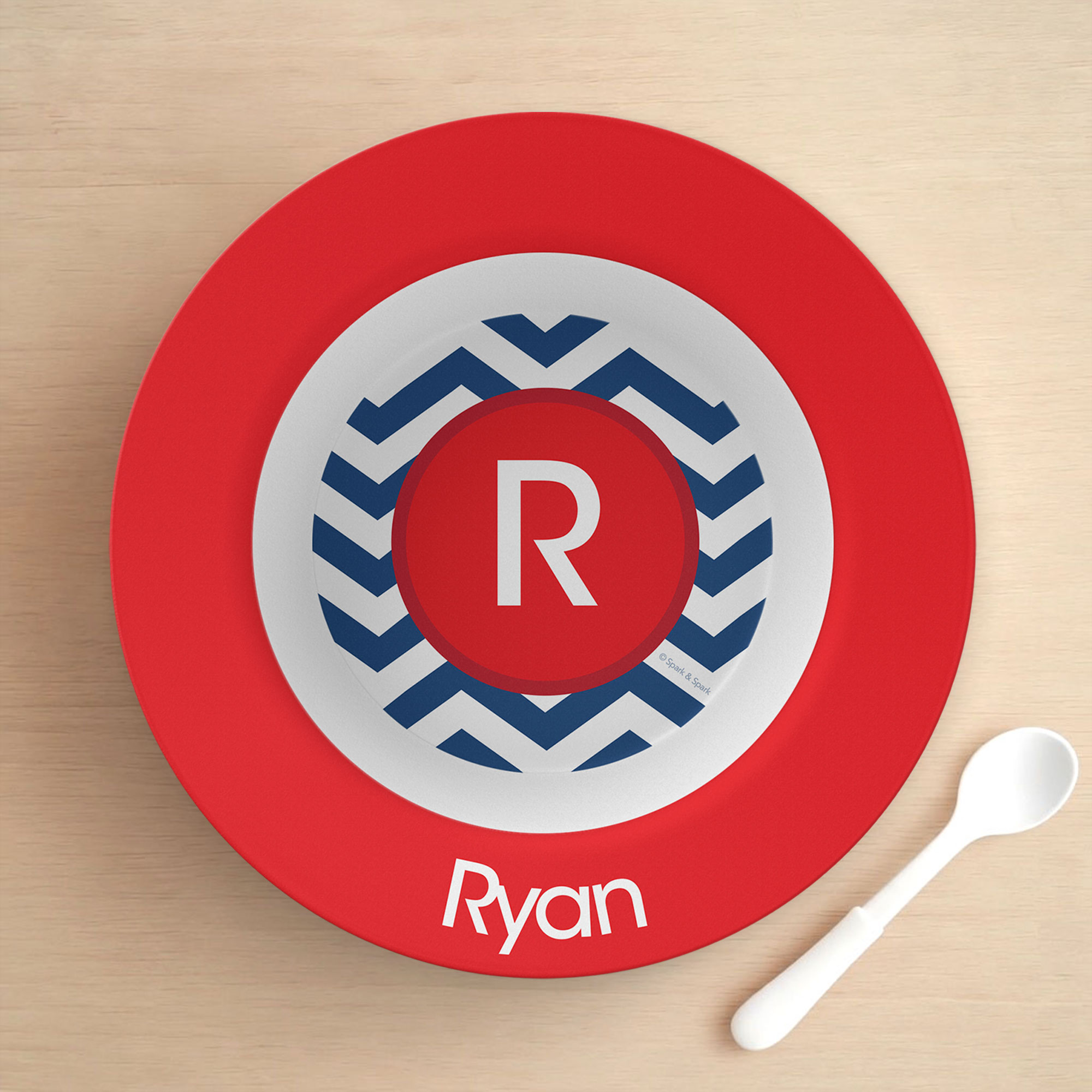 Chevron Navy and Red Kids Bowl