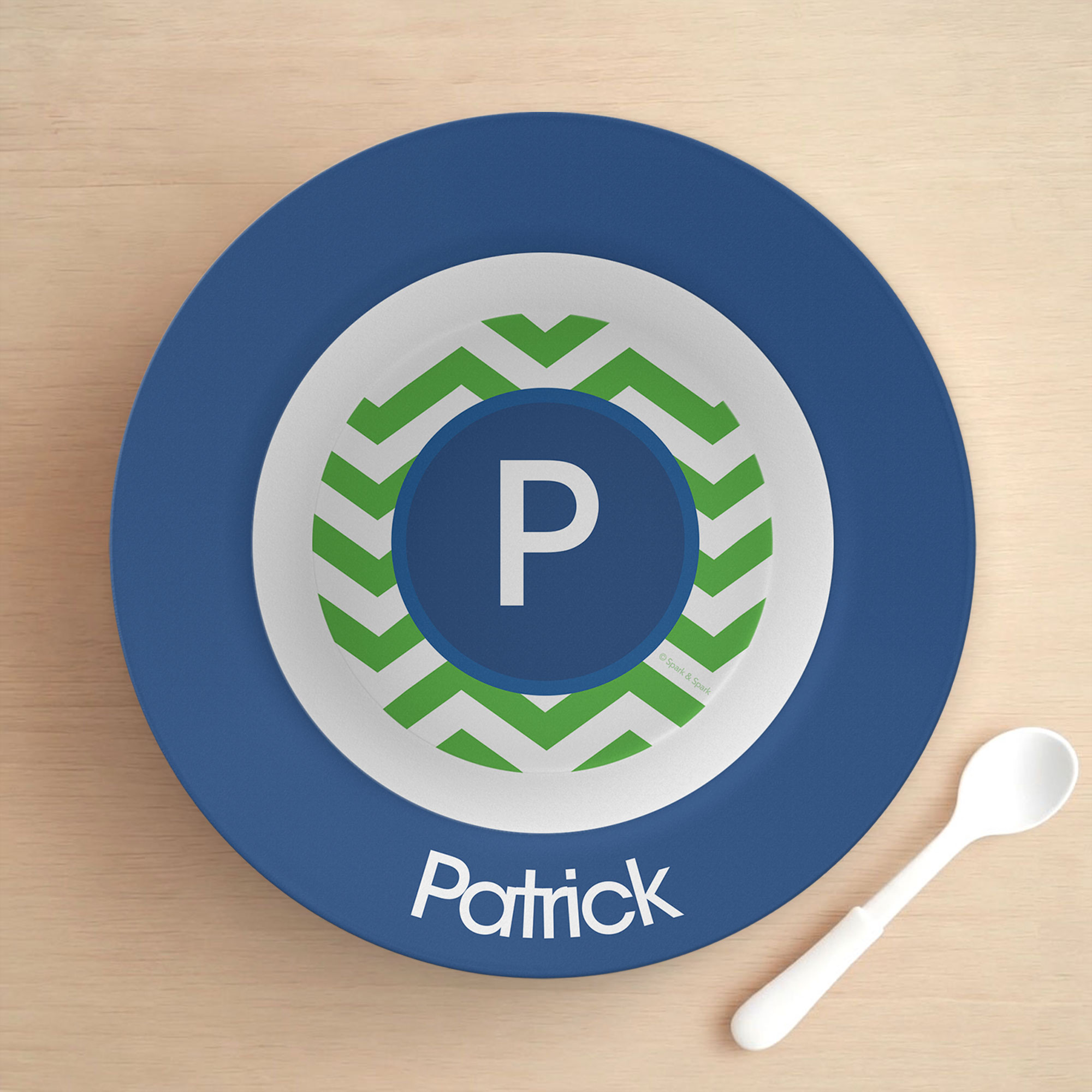 Chevron Green and Blue Kids Bowl