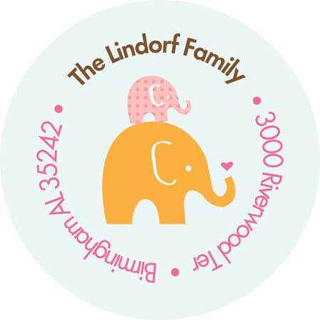Mommy W Baby Elephant Baby Address Labels